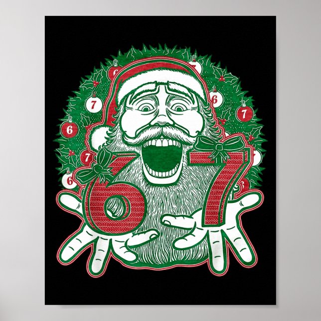Póster 67 Navidad Divertido Seis Siete Meme Brainrot Sant (Frente)