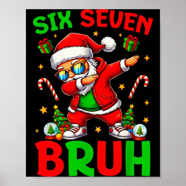 Póster 67 Navidad Divertido Seis Siete Meme Brainrot Sant (Frente)