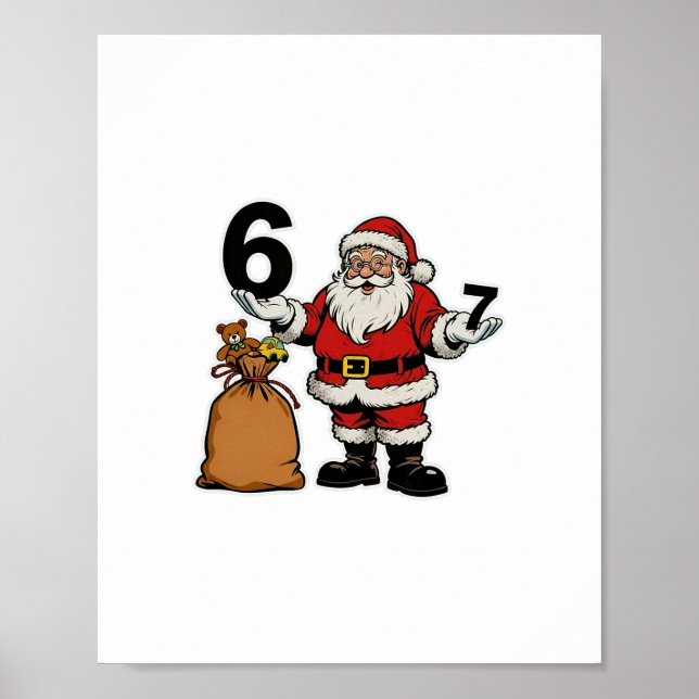 Póster 67 Navidad Divertido Seis Siete Meme Brainrot Sant (Frente)