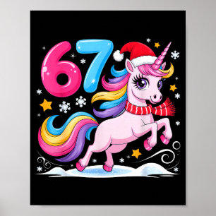 Póster 67 Navidad Lindos Unicornios Seis Siete Meme 6 7 C