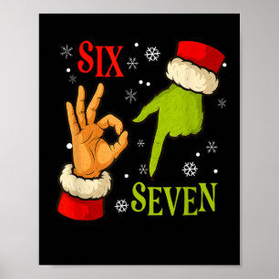 Póster 67 Navidad Santa Claus Verde 6 7 Meme de Internet 
