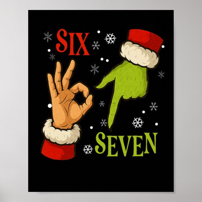 Póster 67 Navidad Santa Claus Verde 6 7 Meme de Internet  (Frente)