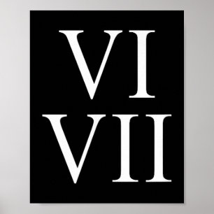 Póster 67 Numerales Romanos Vi Vii Divertido Seis Siete M
