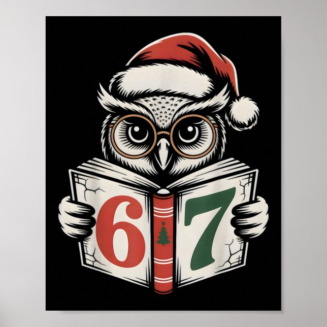 Póster 67 Número Búho Navidad Meme de Internet Fiesta  (Frente)