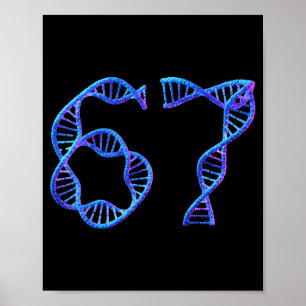 Póster 67 Número Divertido Meme Replicación ADN Bio Molec