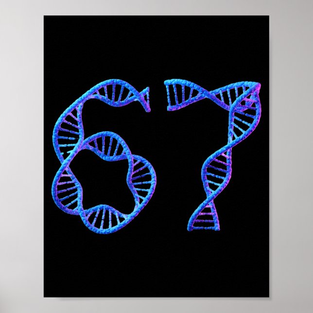 Póster 67 Número Divertido Meme Replicación ADN Bio Molec (Frente)