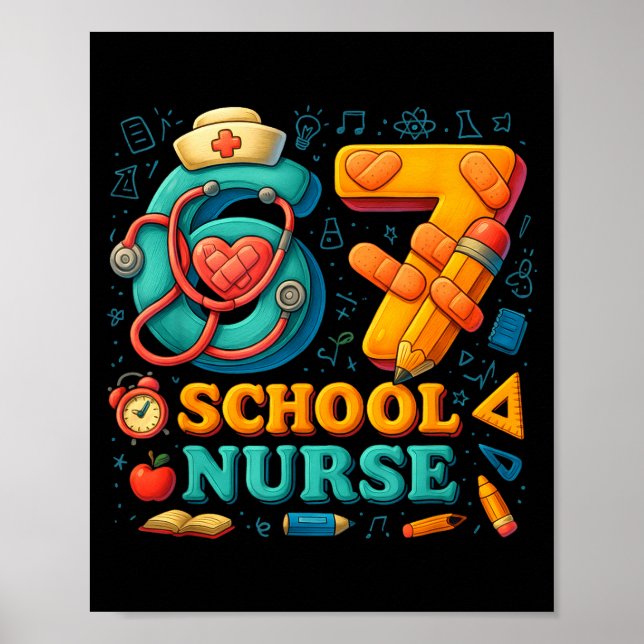 Póster 67 Nurse Days Funny Medical Back To School  (Frente)