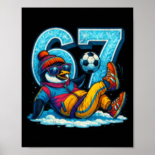 Póster 67 Pingüino Fútbol Meme Divertido Regalo De Invier