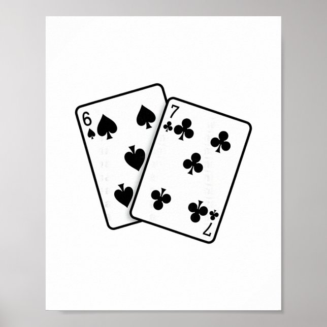Póster 67 Playing Cards Meme Funny Six Seven  (Frente)