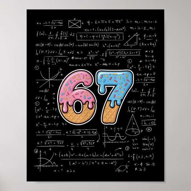 Póster 67 Profesor de matemáticas Matemáticas 67 Número H (Frente)