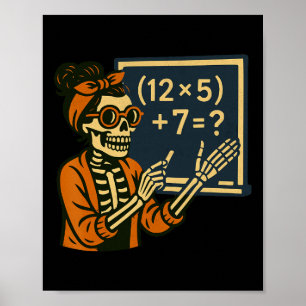Póster 67 Profesor Esqueleto de Halloween Seis Siete Meme
