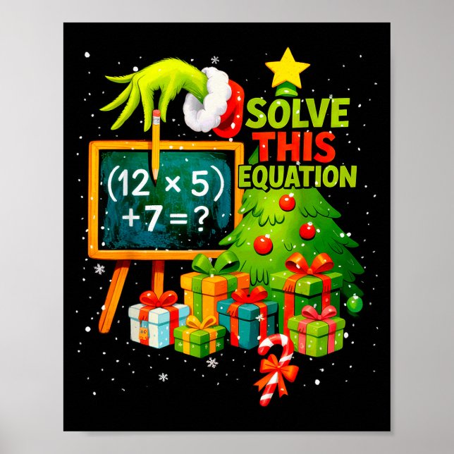 Póster 67 Profesor Verde Navidad Seis Siete Meme Brainrot (Frente)