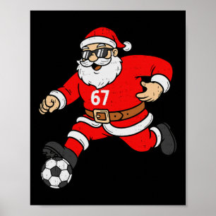 Póster 67 Santa Fútbol Seis Siete Meme Navidad Deporte Ho
