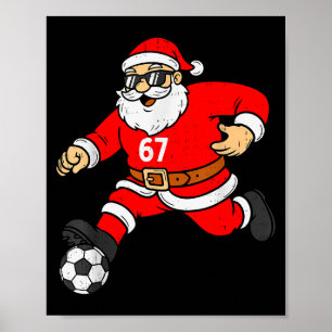 Póster 67 Santa Fútbol Seis Siete Meme Navidad Deporte Ho