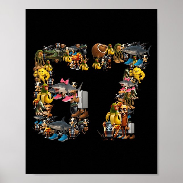 Póster 67 Seis Siete Años Meme Viral Italiano Brainrot (Frente)