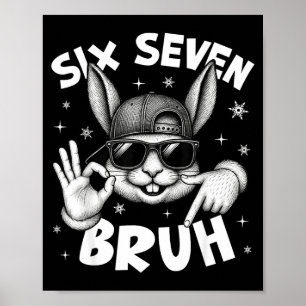 Póster 67 Seis Siete Bruh Cara de Conejo Lindo Con Sungle