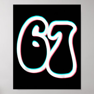 Póster 67 Seis Siete De Moda 6 7endy Retro Groovy 67 Meme