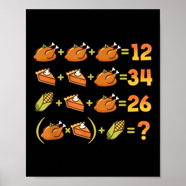 Póster 67 Seis Siete Meme Matemáticas Día de Acción de Gr (Frente)