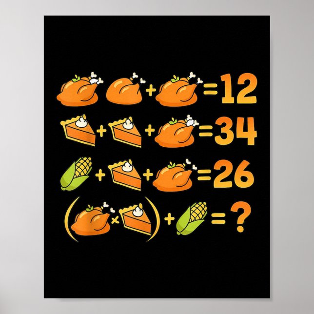 Póster 67 Seis Siete Meme Matemáticas Día de Acción de Gr (Frente)