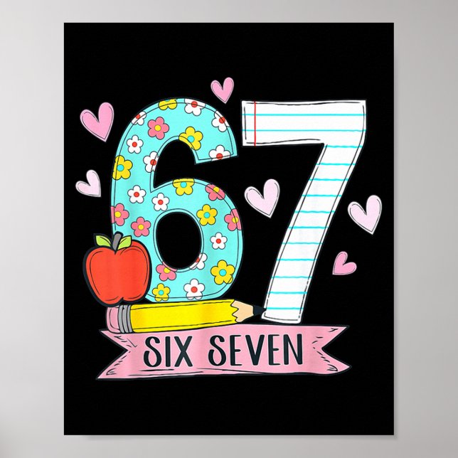 Póster 67 Shirt For Teachers 67 Meme Women Teacher Six Se (Frente)