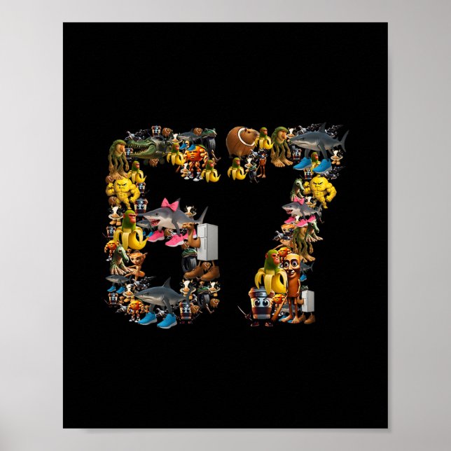 Póster 67 Six Seven Cumpleaños Meme Viral Italian Brainro (Frente)