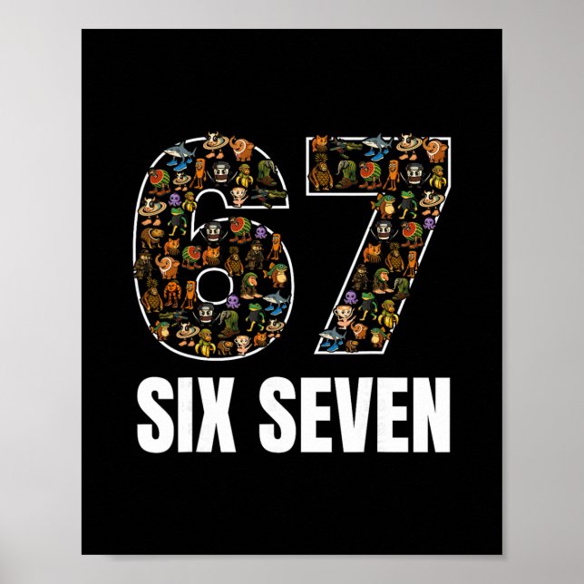 Póster 67 Six Seven Italian Brainrot Gen Alpha Slang Meme (Frente)