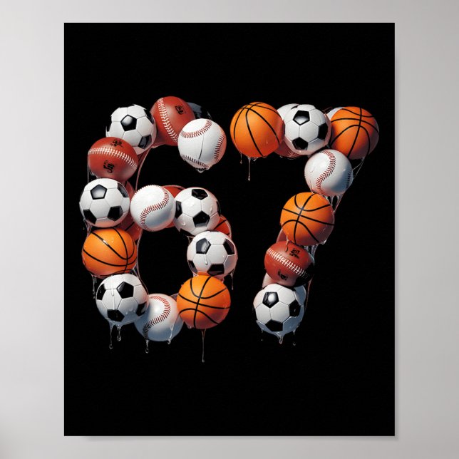 Póster 67 Six Seven Soccer Basketball Meme Hallo (Frente)