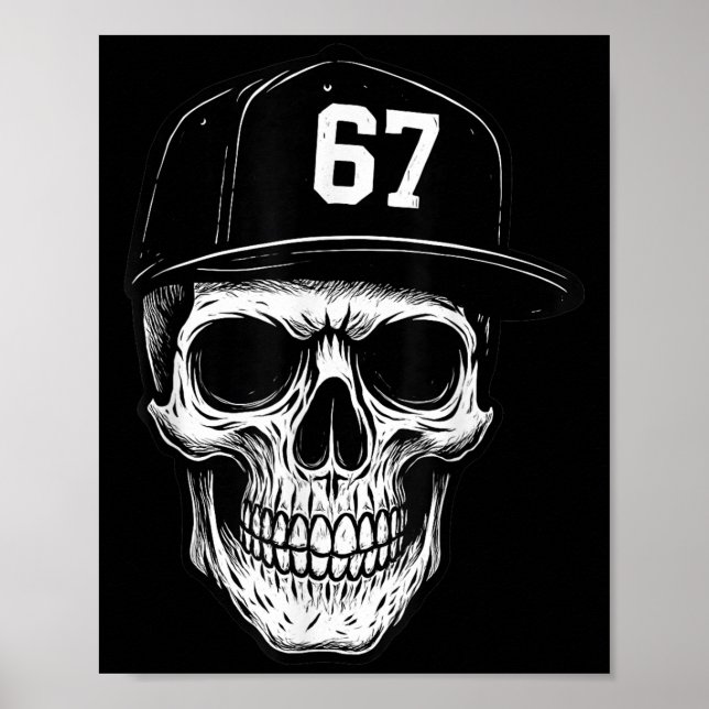 Póster 67 Skull Halloween Brainrot Meme Six Seven Kids Sk (Frente)