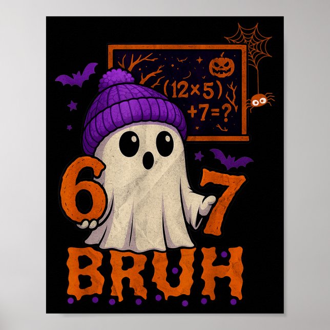 Póster 67 Teacher Halloween Ghost Six Seven Meme Math Equ (Frente)