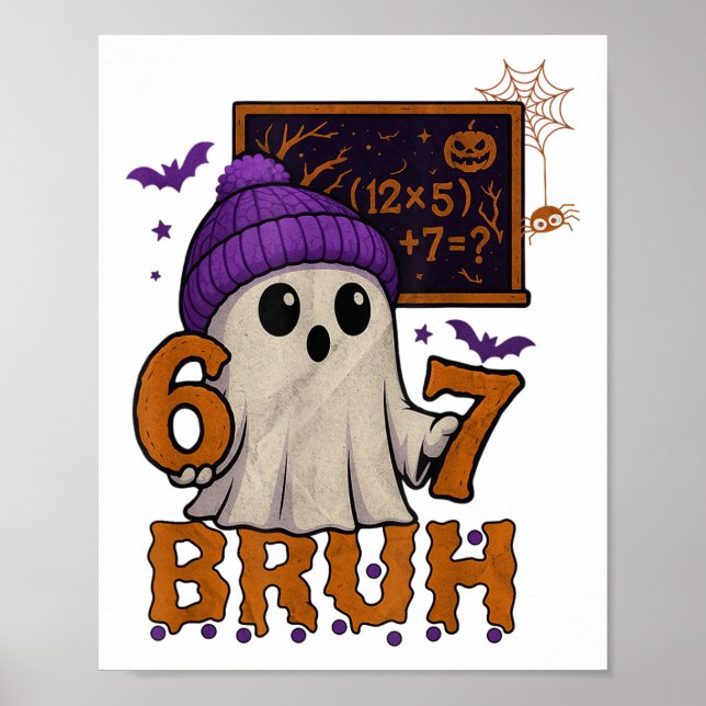 Póster 67 Teacher Halloween Ghost Six Seven Meme Math Equ (Frente)