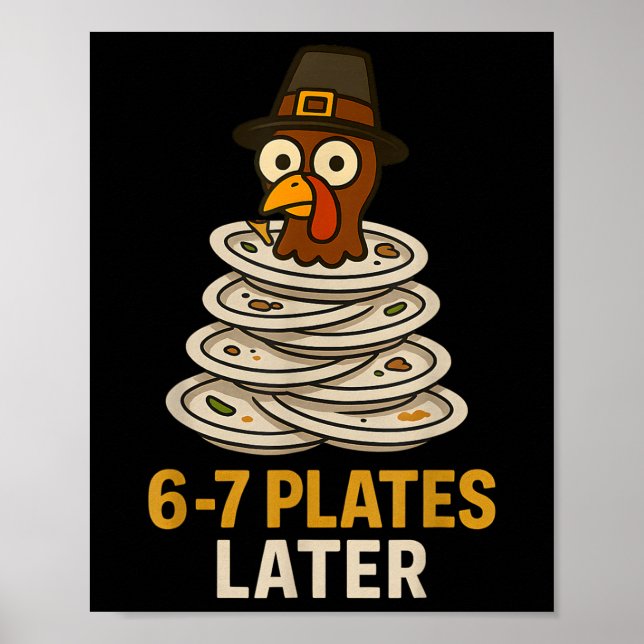 Póster 67 Thanksgiving Funny Turkey 6-7 Meme Six Seven Bo (Frente)