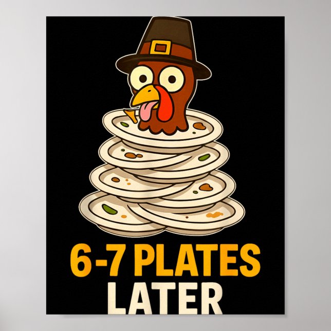 Póster 67 Thanksgiving Funny Turkey 6-7 Meme Six Seven Bo (Frente)