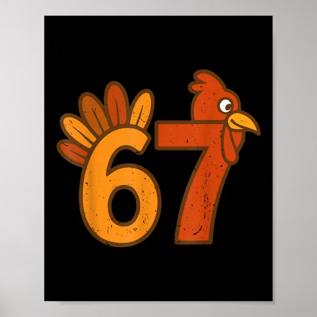 Póster 67 Thanksgiving Math Turkey Funny Brainrot Math Te (Frente)