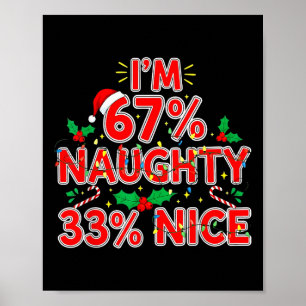 Póster 67% travieso 33% agradable divertido Xmas 67 niños