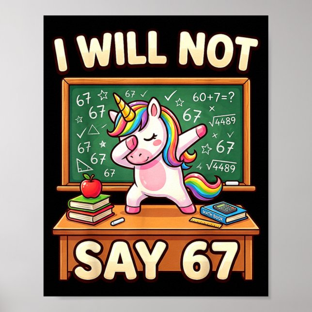 Póster 67 Unicorn For Girls Six Seven Meme Brainrot Funny (Frente)