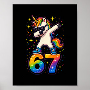 Póster 67 Unicornio Dabbing Seis Siete Memes Graciosos
