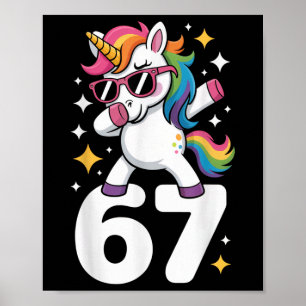 Póster 67 Unicornio haciendo Dabbing Seis Siete Meme Dive