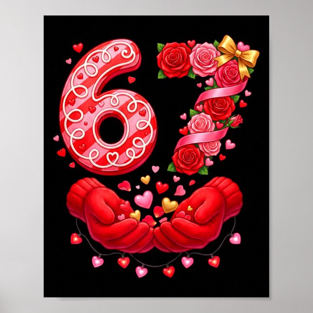 Póster 67 Valentine 6 7 Meme Pajamas Holiday Gen Alpha Sl (Frente)