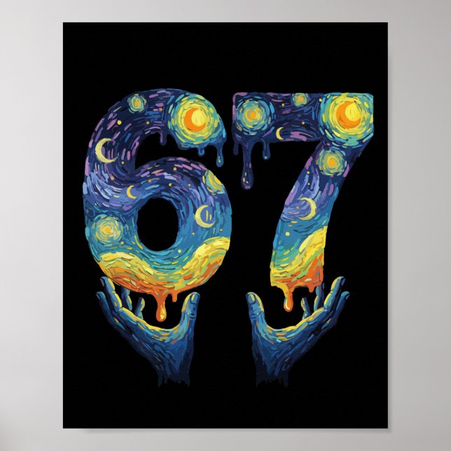 Póster 67 Van Gogh Starry Night Ice Cream Drip Funny (Frente)