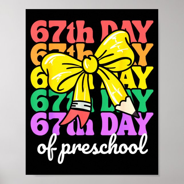 Póster 67th Day Of Preschool Girls Coquette Bow 67 Days O (Frente)