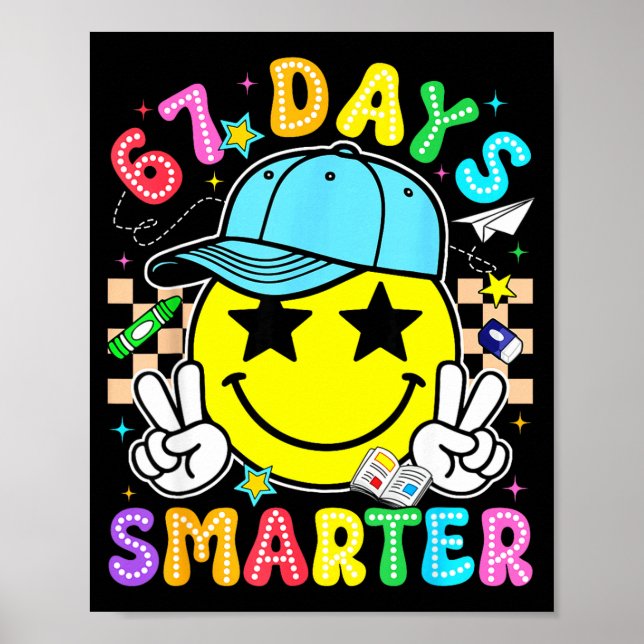 Póster 67th Day Of School 67 Days Smarter Teacher Boy Gir (Frente)