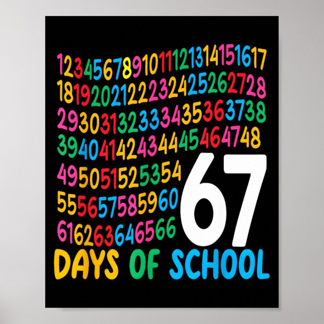 Póster 67th Day Of School 67 Math Numbers Teacher Kids 67 (Frente)
