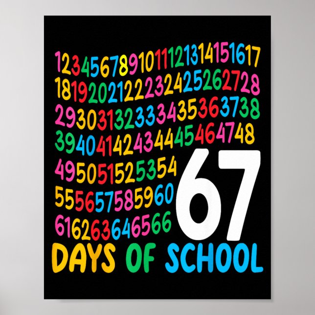 Póster 67th Day Of School 67 Math Numbers Teacher Kids 67 (Frente)