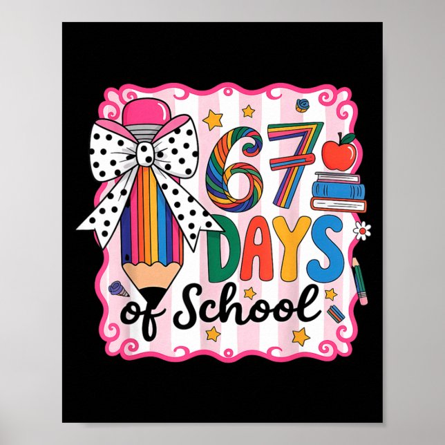 Póster 67th Day Of School 67 Six Seven Math Teacher  (Frente)