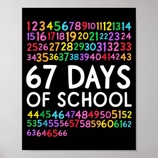 Póster 67th Day Of School Teacher Kids 67 Math Numbers 10 (Frente)