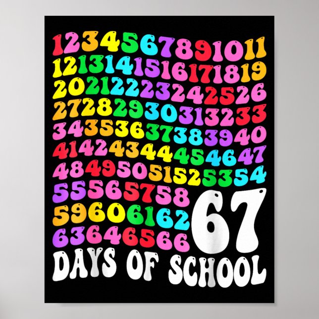 Póster 67th Day Of School Teacher Kids 67 Math Numbers 10 (Frente)