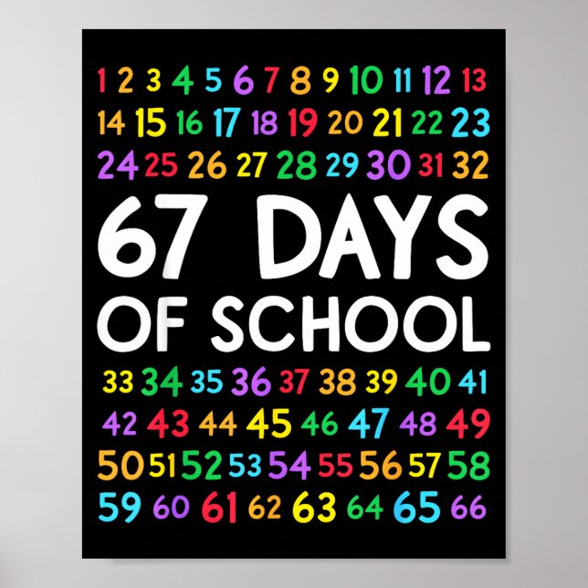 Póster 67th Day Of School Teacher Kids 67 Math Numbers 10 (Frente)
