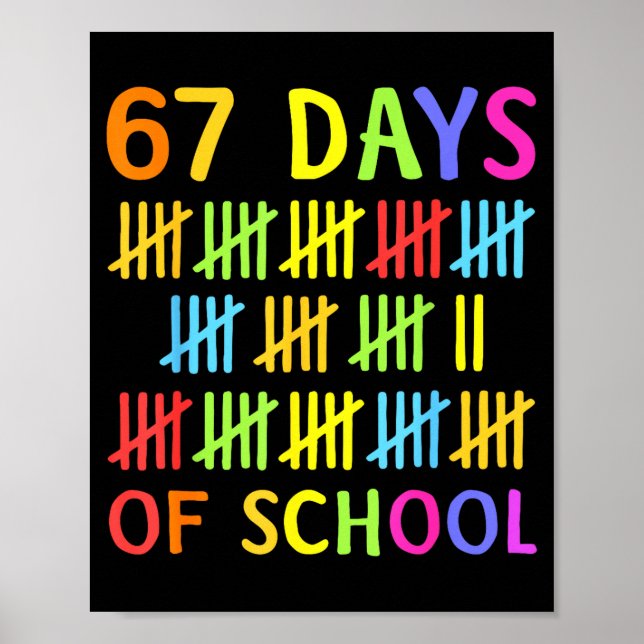 Póster 67th Day Of School Teacher Kids 67 Math Numbers 10 (Frente)