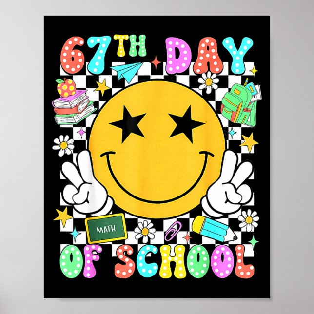 Póster 67th Day Of School Teacher Kids 67 Smile Face 100t (Frente)