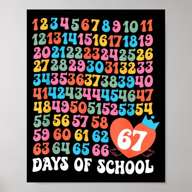 Póster 67th Day Of School Teacher Kids Funny Six Seven 10 (Frente)
